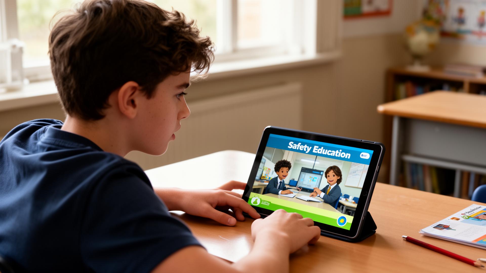 A student taking a short RideBeacon Academy lesson on a tablet